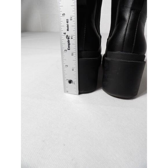 Catherine Malandrino Sz 7.5 Platform Heel Boot Black Pull On Blocky Chunky Y2K - Picture 8 of 16